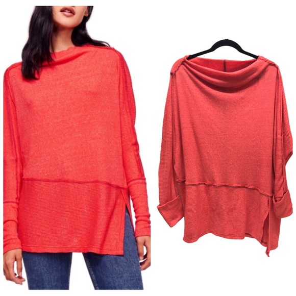 We The Free Tops - We The Free Londontown Thermal Longsleeve Top In Cherry Red Size Medium